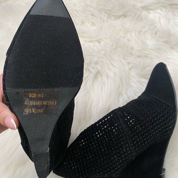 Black Suede PU Wedges - Picture 8 of 8